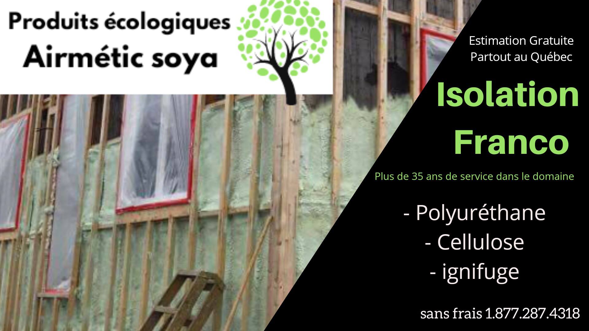 isolation franco fortierville, Mousse d'uréthane, cellulose soufflée, insonorisation acoustique, recouvrement ignifuge, isolation résidentielle au Québec, isolation de bâtiments commerciaux,